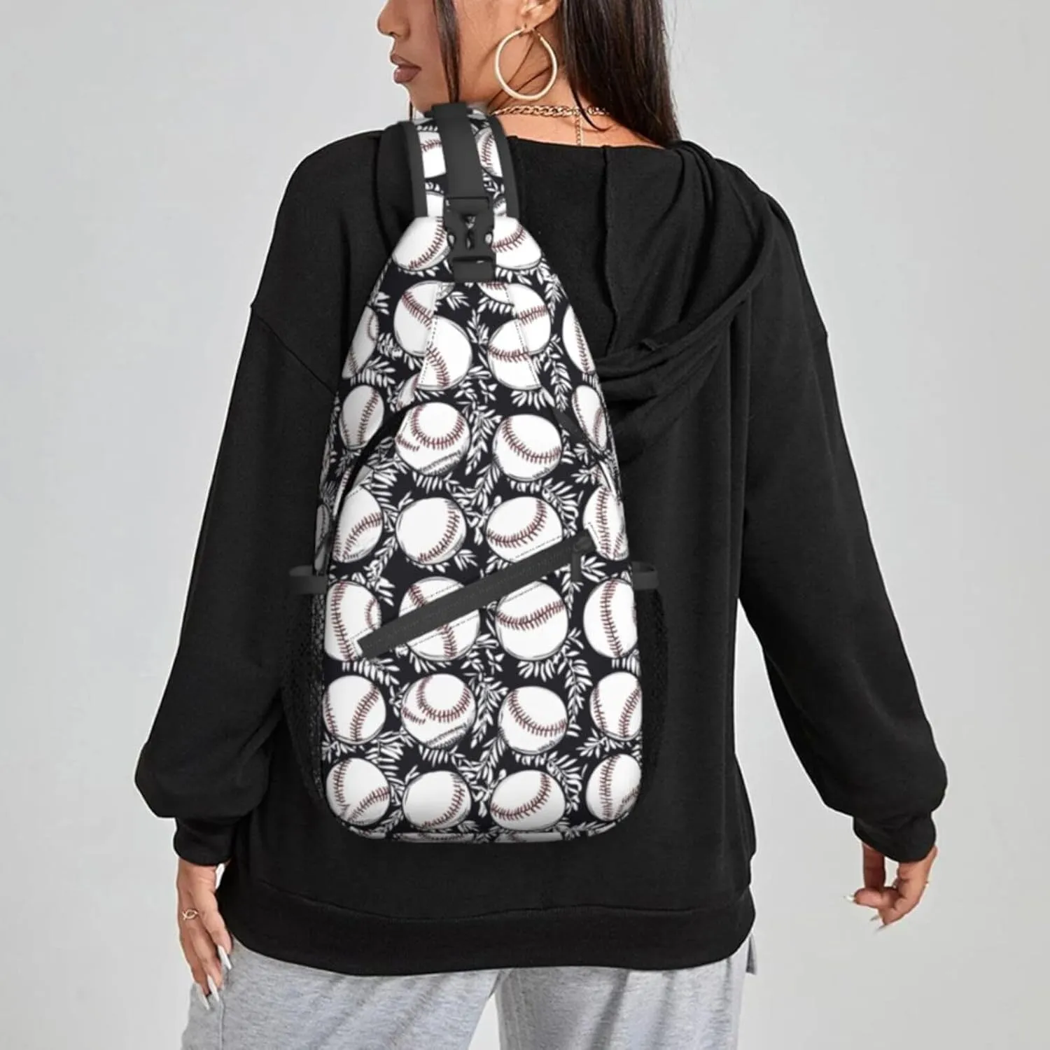 Baseball Leaves Sling Bag For Women Crossbody Shoulder Bag Casual Daypack Backpacks Men Chest Bag Gym Cycling Travel Hiking