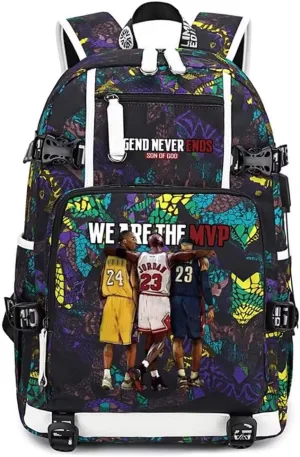 Basketball Legend Never Ends Multifunction Backpack Travel Laptop Daypack Fans Bag For Men Women (Style 2)