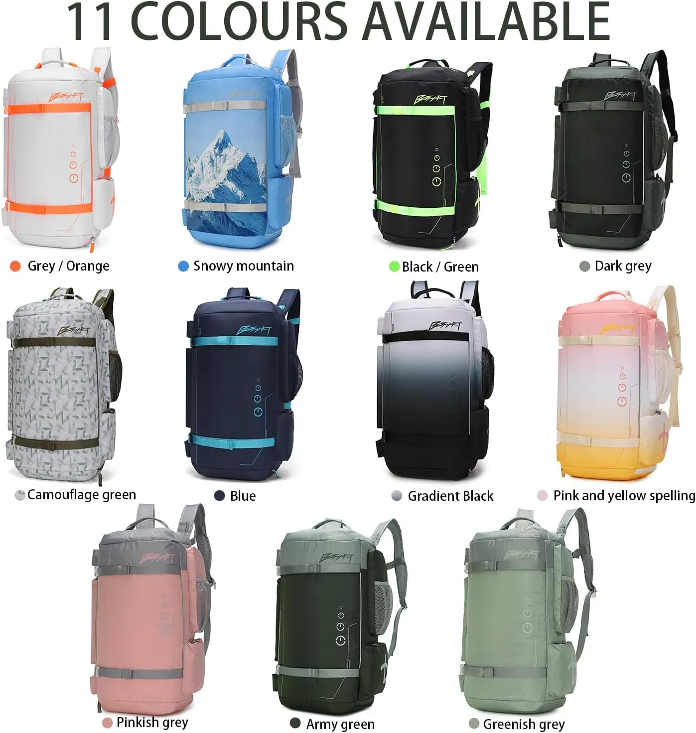 BE SMART 32L Extra Large Gym Backpack for Women, Big Gym Bag with Shoes Compartment, Waterproof Heavy Duty Duffel Bags, Women's Workout Backpacks for Outdoor Sport,Hiking,Camping,Travel