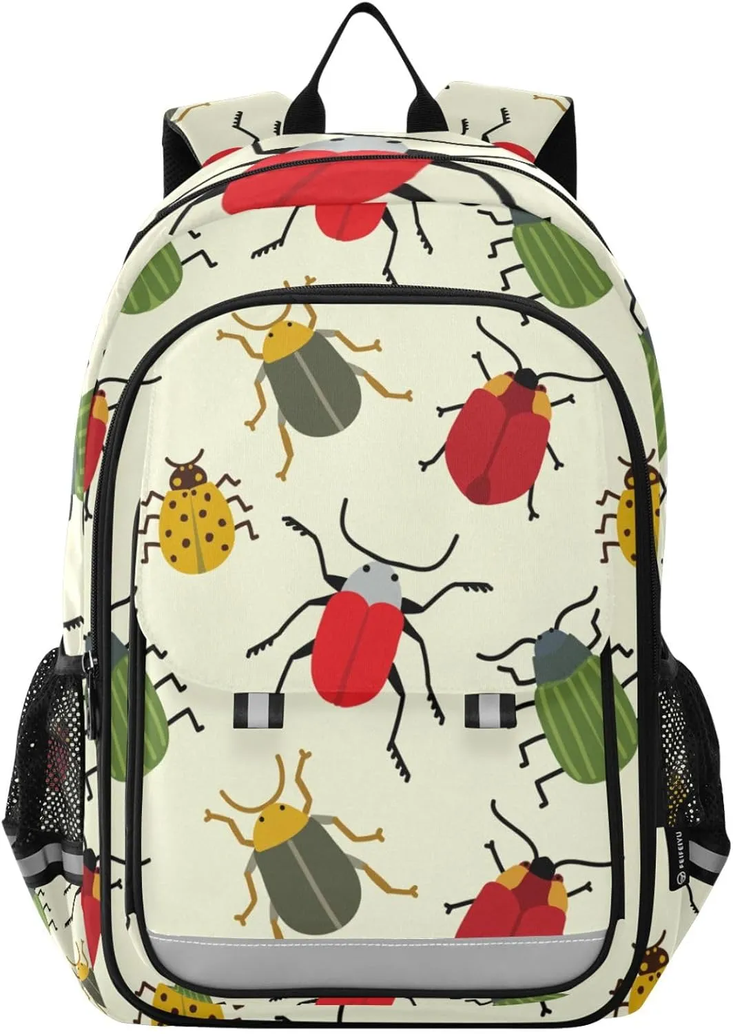 Beetles Cute Insect Backpack Kids School Bag Lightweight Laptop Backpack Elementary Capacity Student Bookbags for Travel Daypack with Reflective Stripes