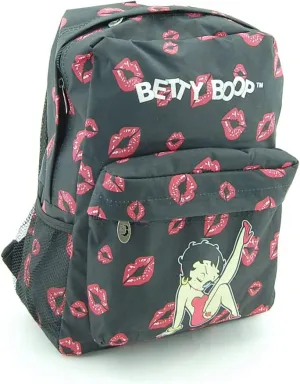 Betty Boop Microfiber 16" Height Backpack and Key Ring (Black)