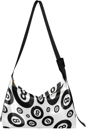 Billiard Number 8 Ball Hobo Crossbody Bags for Women Leather Large Shoulder Bag Cross Body Trendy Womens Tote Bags Handbag for Travel Shopping