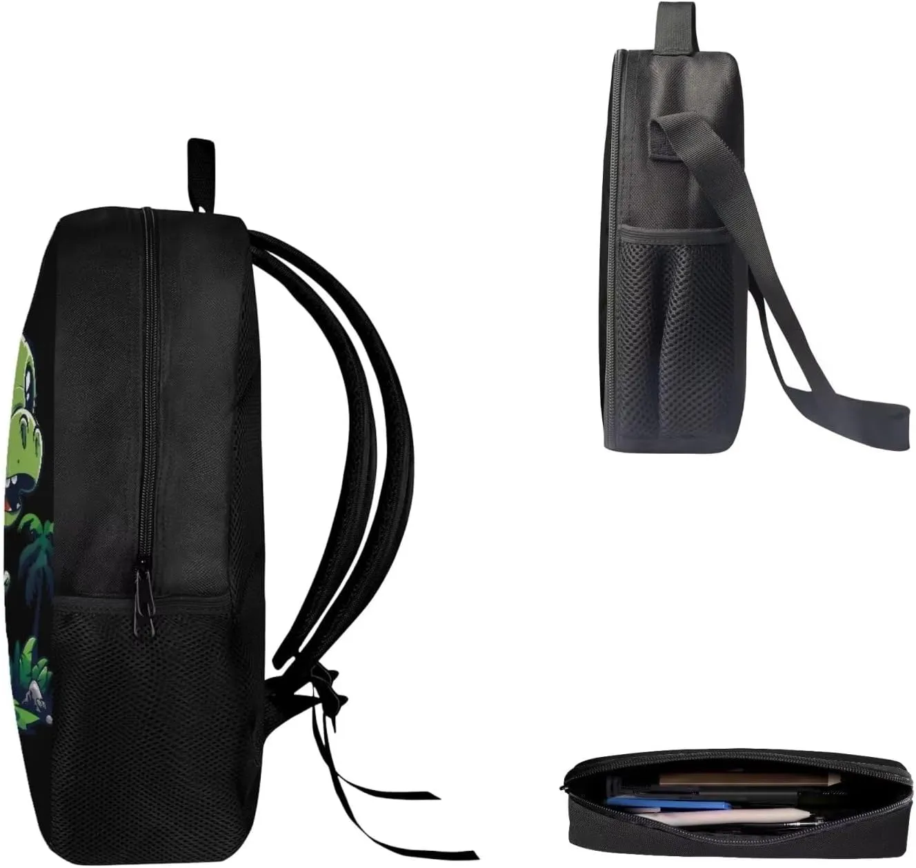 Biyejit Kid's School Bag Set Included Shoulder Bagpack Lunch Tote Bags Pen Holder Organizer 3 Piece