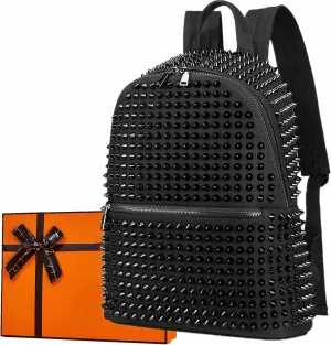 Black Studded Backpack for Women, Large Punk Casual Traveling Daypack Rivet Backpack