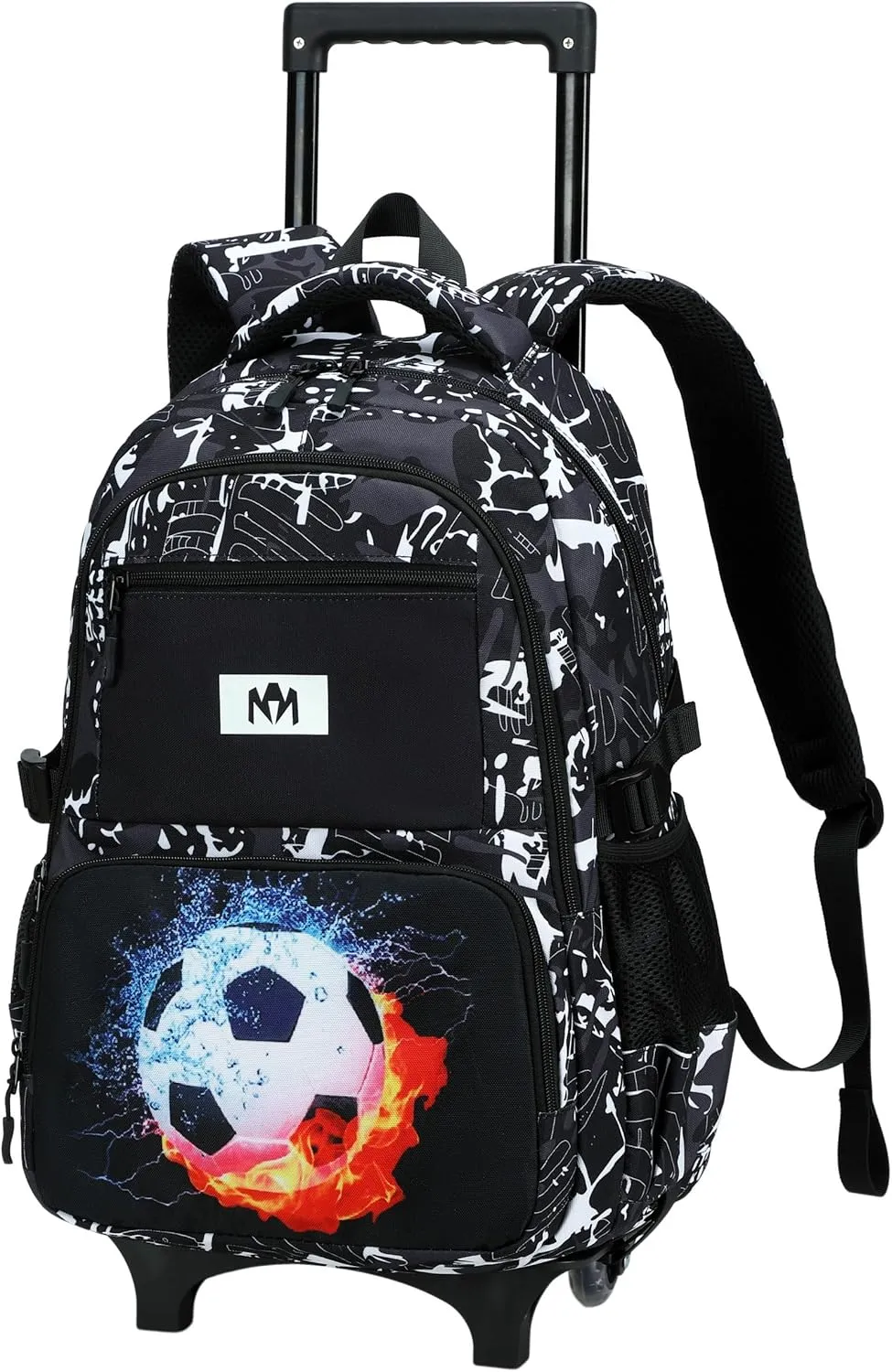 Bluboon Rolling Backpack with Wheels Kids Backpack for Boys Teens Wheeled Bookbag Kids Luggage Travel Hiking (Camouflage Black 9)