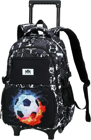 Bluboon Rolling Backpack with Wheels Kids Backpack for Boys Teens Wheeled Bookbag Kids Luggage Travel Hiking (Camouflage Black 9)