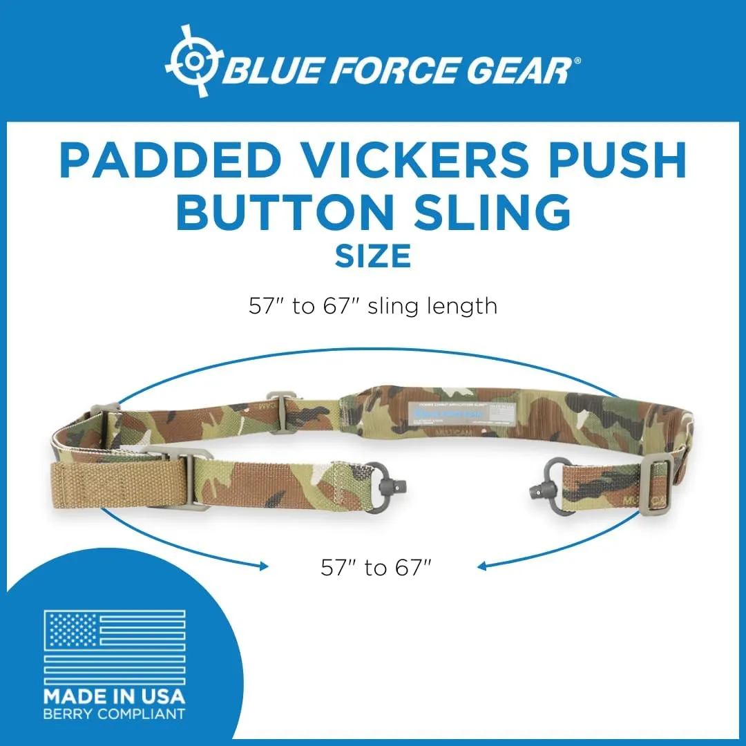 Blue Force Gear Padded Vickers Sling - 2 Point Padded Sling with Swivels - 57 – 67 inches