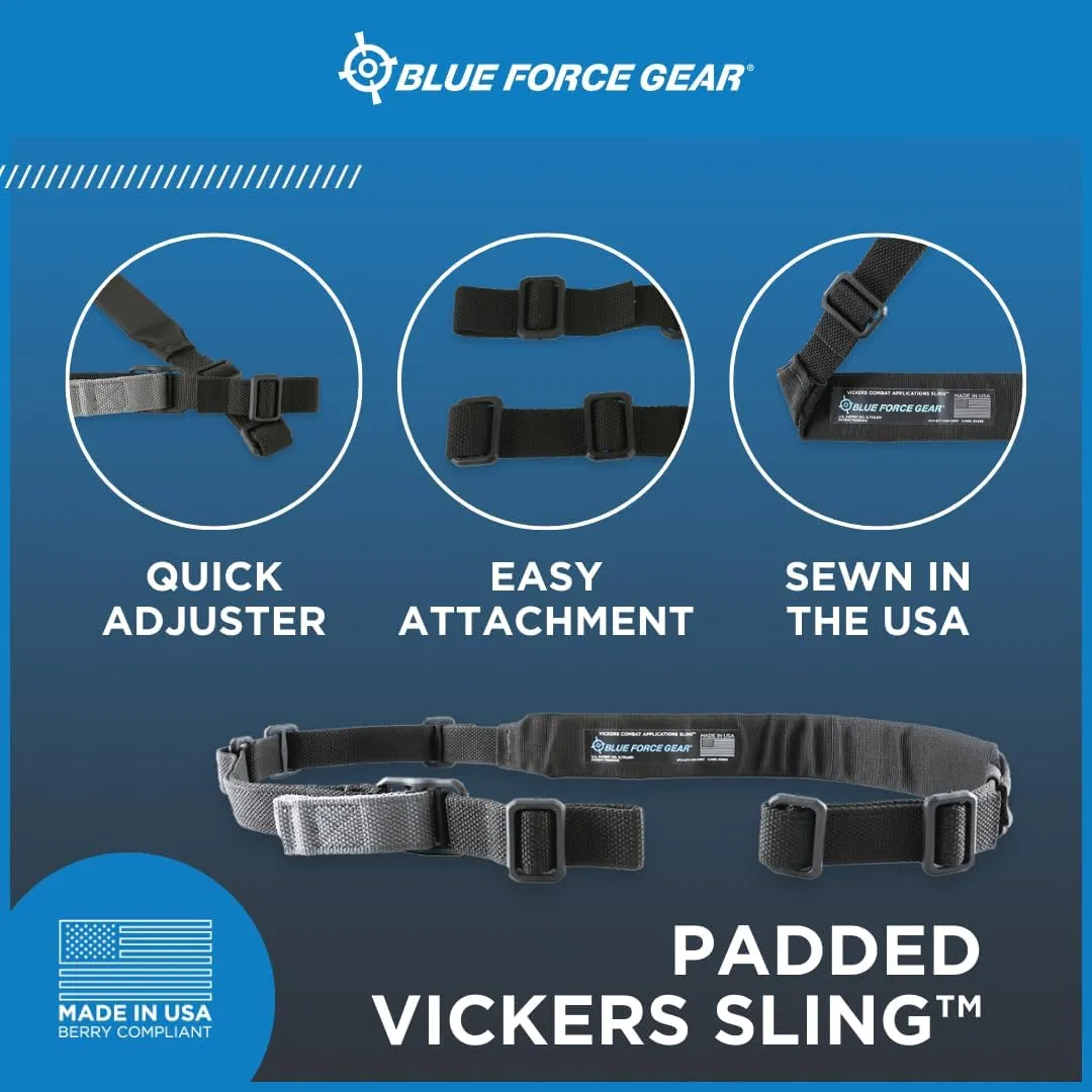 Blue Force Gear Vickers Padded Sling - Two Point Sling with Padded Straps, Adjustable,57-67 Inches