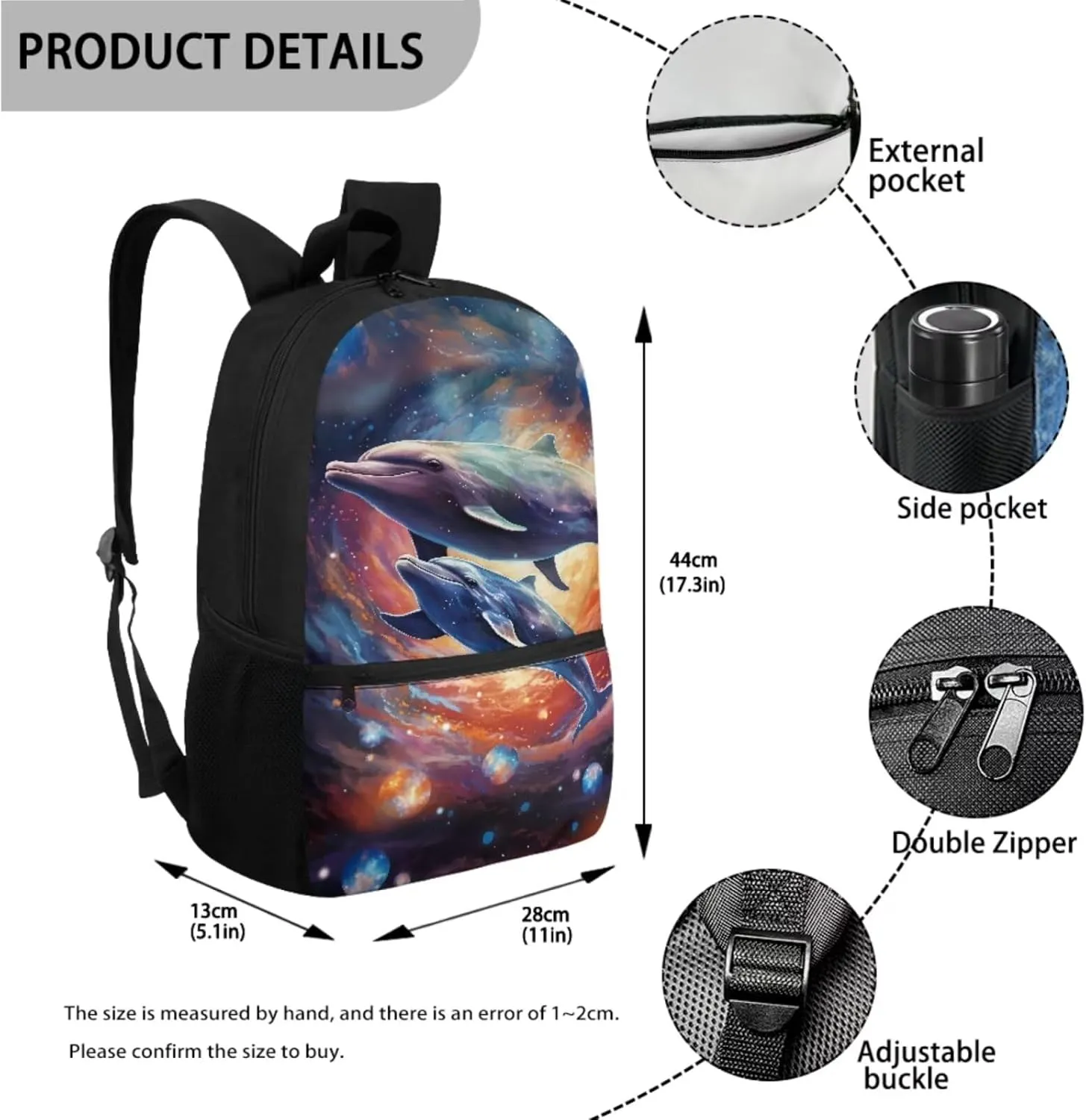 Blue Sea Dolphin 3 in 1 School Backpack for Elementary Kindergarten Girls Boys Big Capacity Teens 17 inch Bookbag Set with Lunchbox Pencil Case Middle School Schoolbag School Supplies