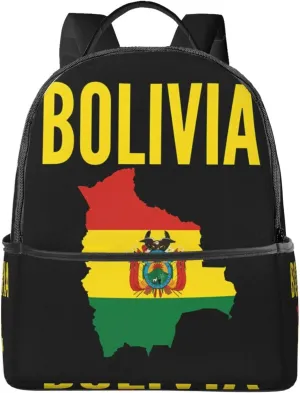 Bolivian Boliva Pride Map Flag Casual Backpacks Laptop Backpack Carry-on Daypack Sports Travel Rucksack Lightweight Working Bag for Outdoor Hiking Cycling Walking