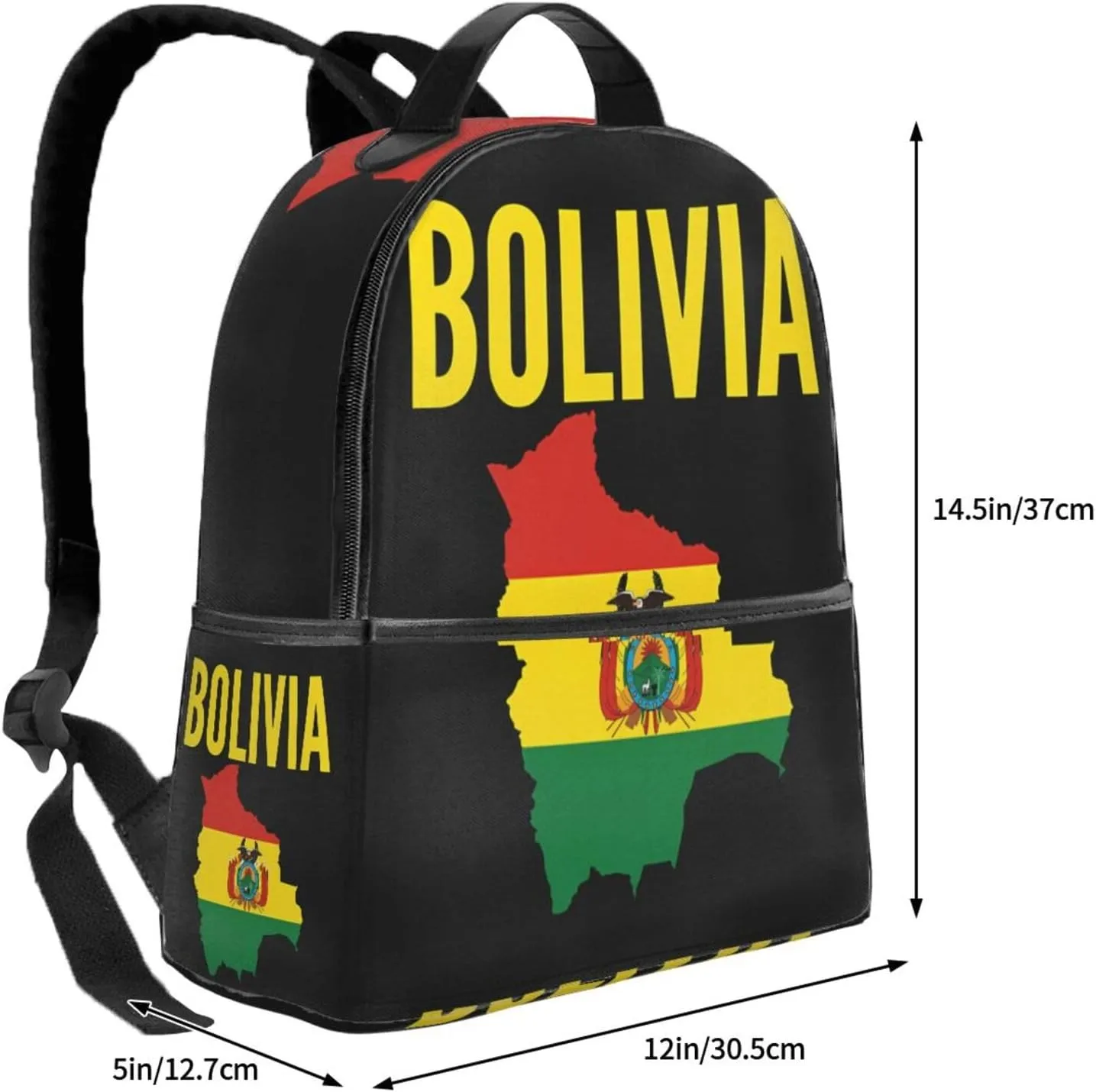 Bolivian Boliva Pride Map Flag Casual Backpacks Laptop Backpack Carry-on Daypack Sports Travel Rucksack Lightweight Working Bag for Outdoor Hiking Cycling Walking