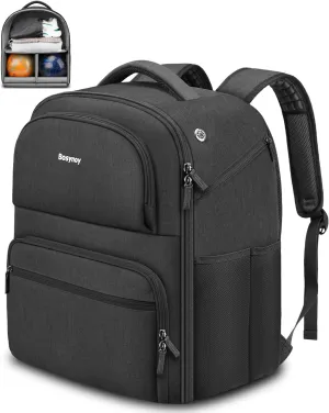 Bosynoy 2 Ball Bowling Backpack, Water Resistant Bowling Ball Bag Totes with Protective Foam Padded, Accessory Pouch & Shoe Compartment Fits Up to Mens Size 16, Black