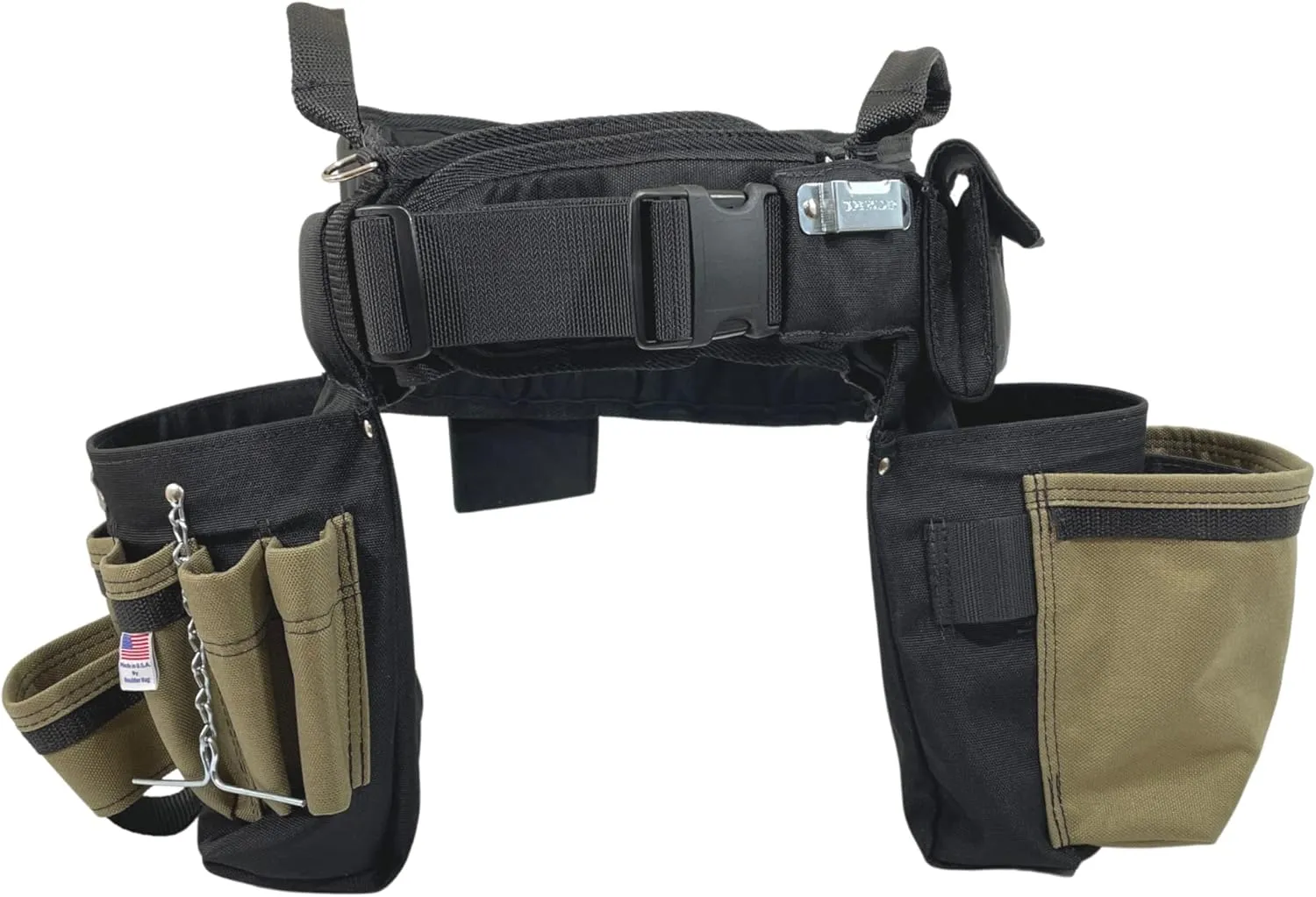 BOULDER BAG Ultimate Electrician's MAX Combo with Comfort Back Support Tool Belt, Quick Release Buckle, Heavy Duty Tool Belt, Tan, (3X-Large 49-56 Inch Waist), Tool Belt Made in USA