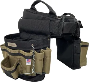 BOULDER BAG Ultimate Electrician's MAX Combo with Comfort Back Support Tool Belt, Quick Release Buckle, Heavy Duty Tool Belt, Tan, (3X-Large 49-56 Inch Waist), Tool Belt Made in USA