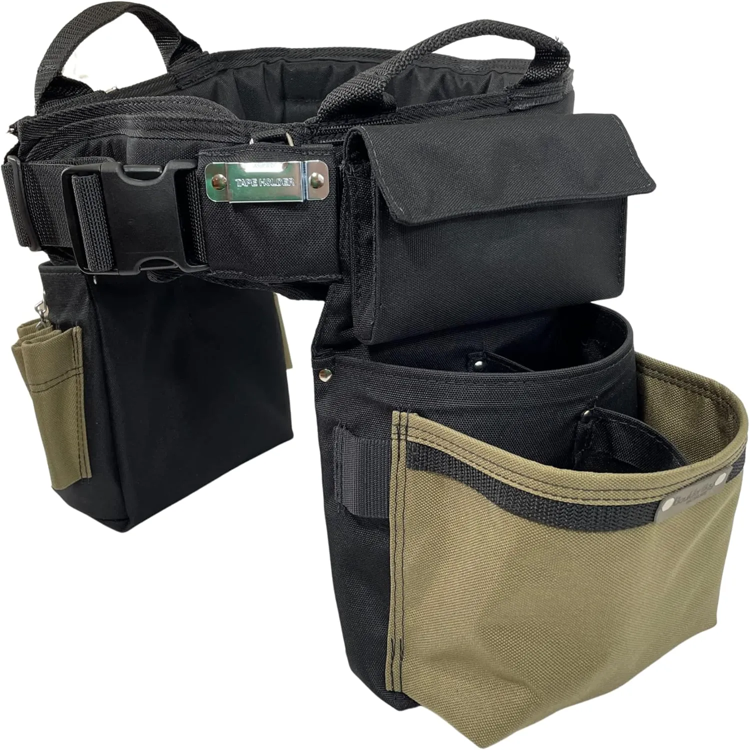 BOULDER BAG Ultimate Electrician's MAX Combo with Comfort Back Support Tool Belt, Quick Release Buckle, Heavy Duty Tool Belt, Tan, (3X-Large 49-56 Inch Waist), Tool Belt Made in USA