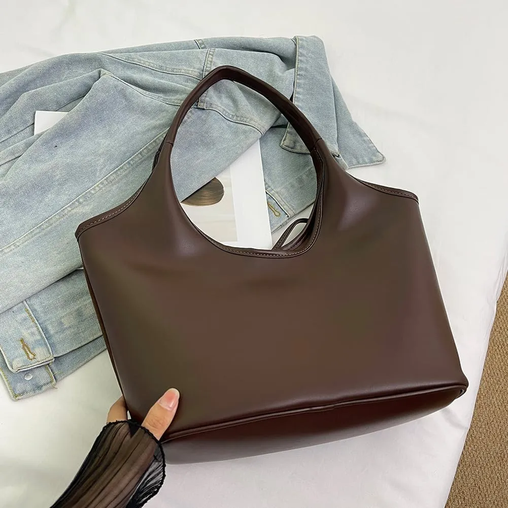 Bow Suede Tote Bag for Women - Brown Burgundy Work Hobo Handbags with Bow
