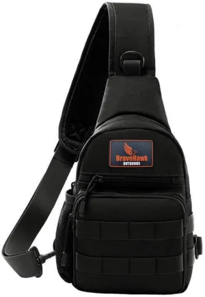 BraveHawk OUTDOORS Sling Chest Bag, 900D Nylon Tactical MOLLE Compact Crossbody Hiking Cycling Pack