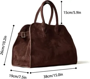 Brown Suede Handbag Tote Hobo Bag for Women 2024, Women'S Top-Handle Handbags, 15” Large Capacity Casual Carry Bag