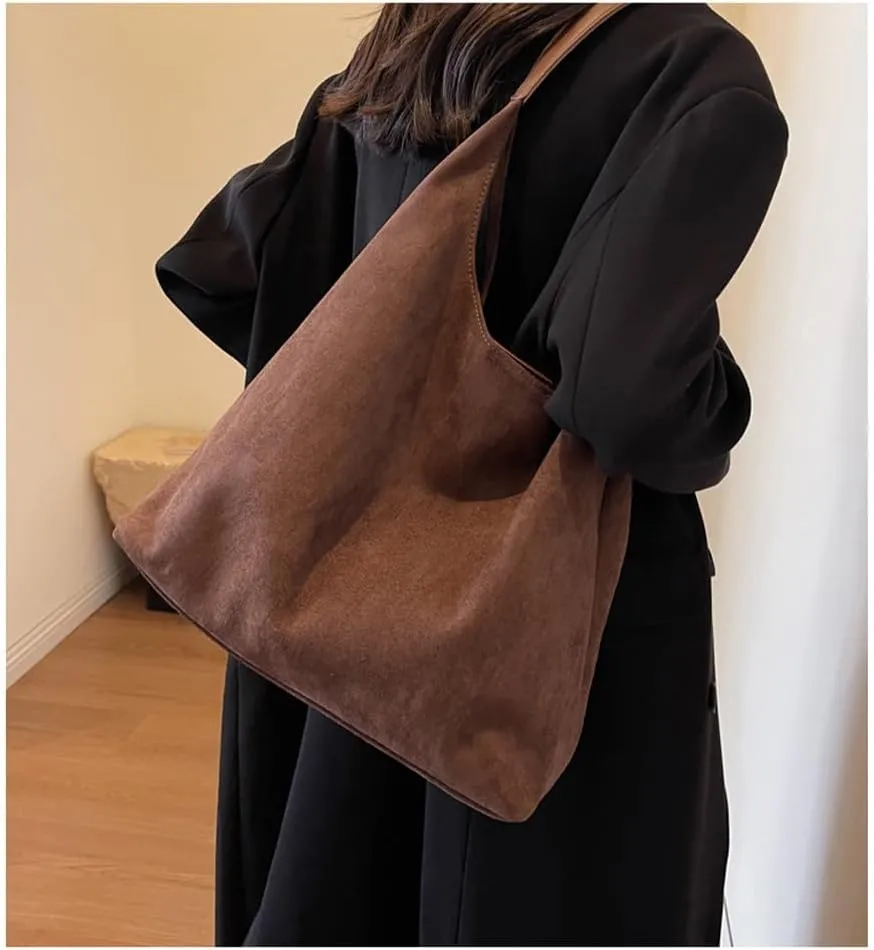 Brown Suede Handbag - Women's Suede Tote & Hobo Bags