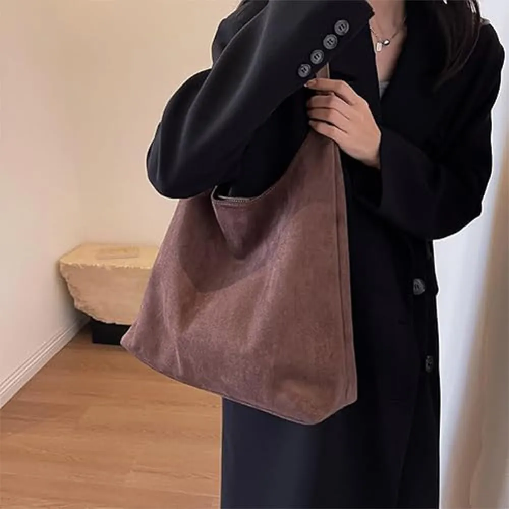 Brown Suede Handbag - Women's Suede Tote & Hobo Bags
