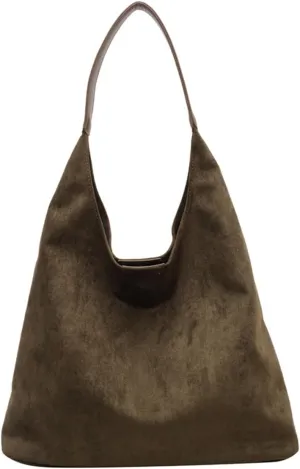 Brown Suede Shoulder Bag for Women - Ideal for Work & Shopping, Available in Tote & Slouchy Styles