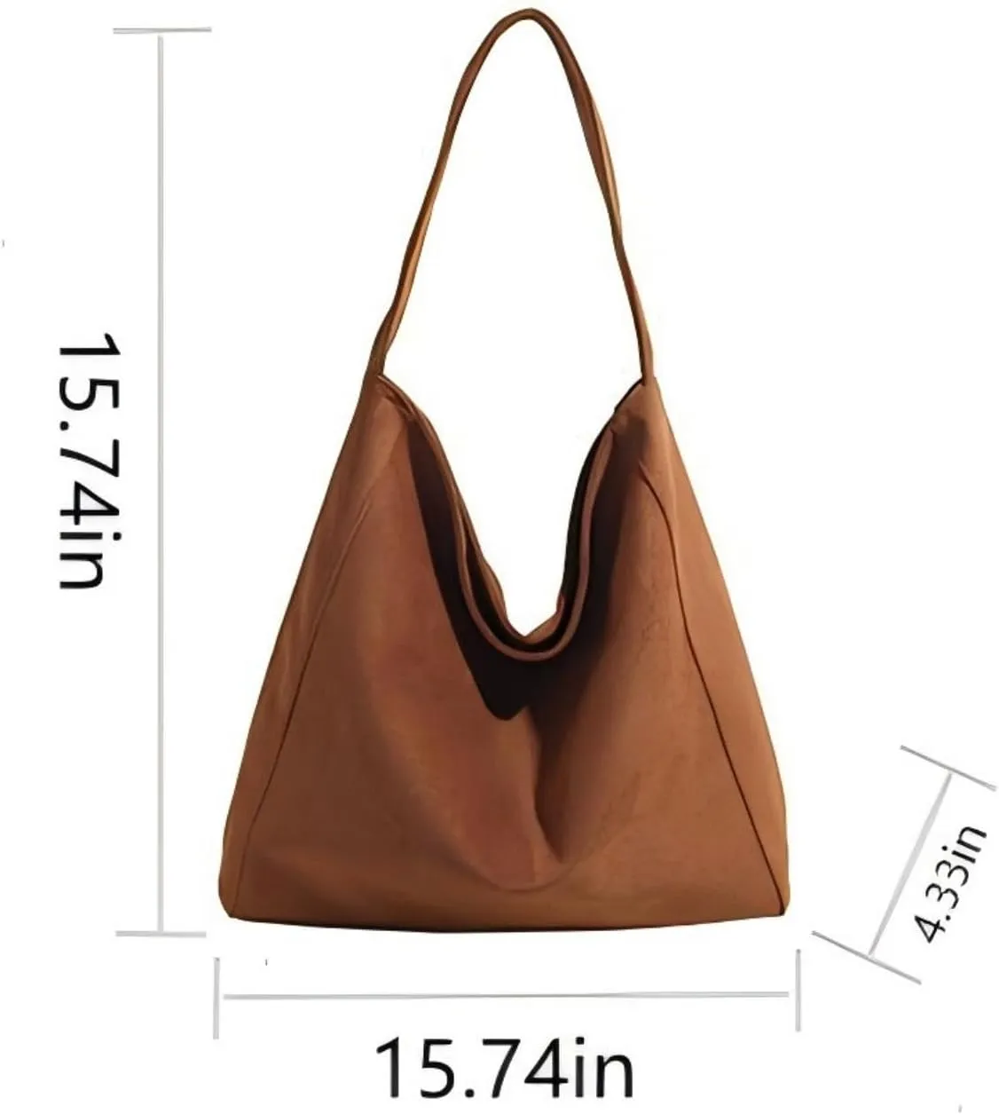 Brown Suede Tote Bag for Women - Retro Shoulder Bag for Office, Everyday, Shopping, Travelling