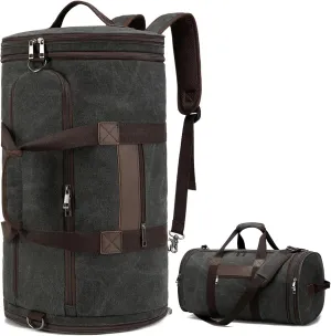 BUG Men Duffle Bag for Travel Canvas Backpack,58L Camping Overnight Bag with Shoes Compartment (Black)