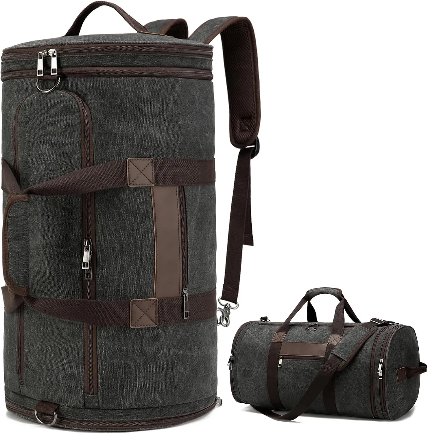BUG Men Duffle Bag for Travel Canvas Backpack,58L Camping Overnight Bag with Shoes Compartment (Black)