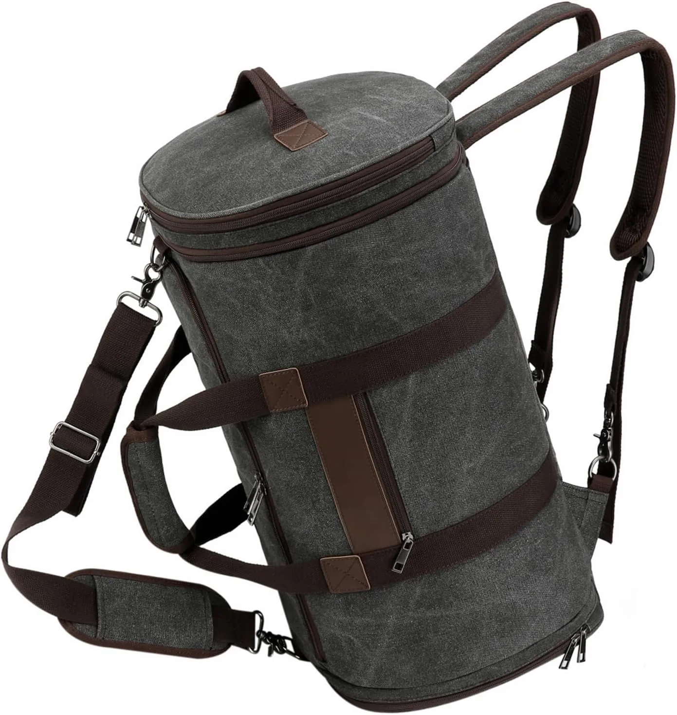 BUG Men Duffle Bag for Travel Canvas Backpack,58L Camping Overnight Bag with Shoes Compartment (Black)