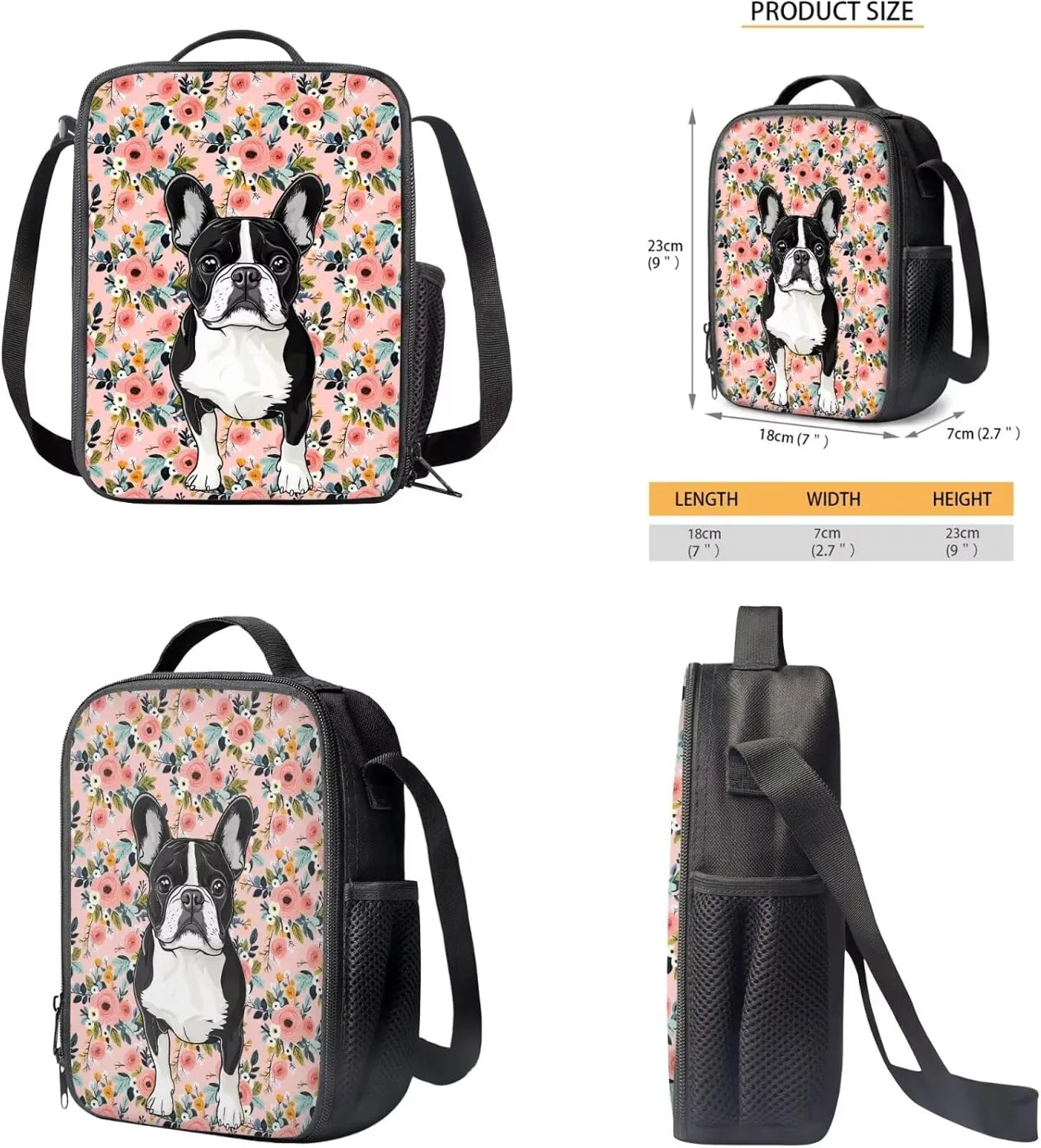 Bulldog Backpacks for School Girls 3rd Grade with Lunch Box Water Bottle Sleeve Pencil Case 4 In 1 Elementary School Bag Set Boys Kids Bookbag Lunch Bag for Travel Camping
