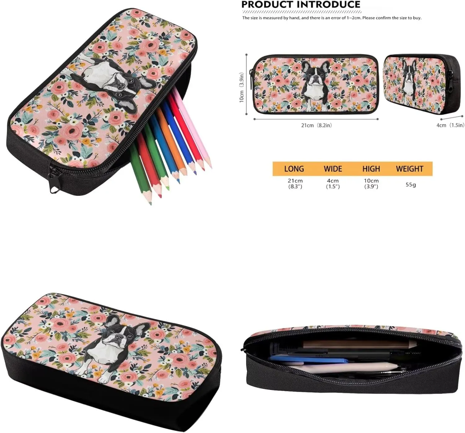Bulldog Backpacks for School Girls 3rd Grade with Lunch Box Water Bottle Sleeve Pencil Case 4 In 1 Elementary School Bag Set Boys Kids Bookbag Lunch Bag for Travel Camping