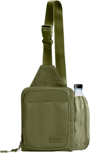 BUNSO Everyday Small Crossbody Bags for Women, Water-Resistant Sling Bag for Men with Waterbottle Holder, 7” x 2.5” x 9”