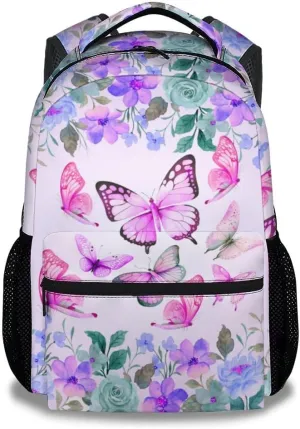 Butterfly Backpack for Girls, Cute School Backpacks for Kids, Pink Girls Bookbag for Preschool Elementary, Aesthetic Daypack for Travel, Back to School Gift for Children Age 6-8