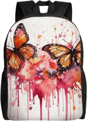 Butterfly drip spray watercolor Travel Backpack for Men & Women 15.6 inch Laptop Backpack Waterproof Work Back Pack