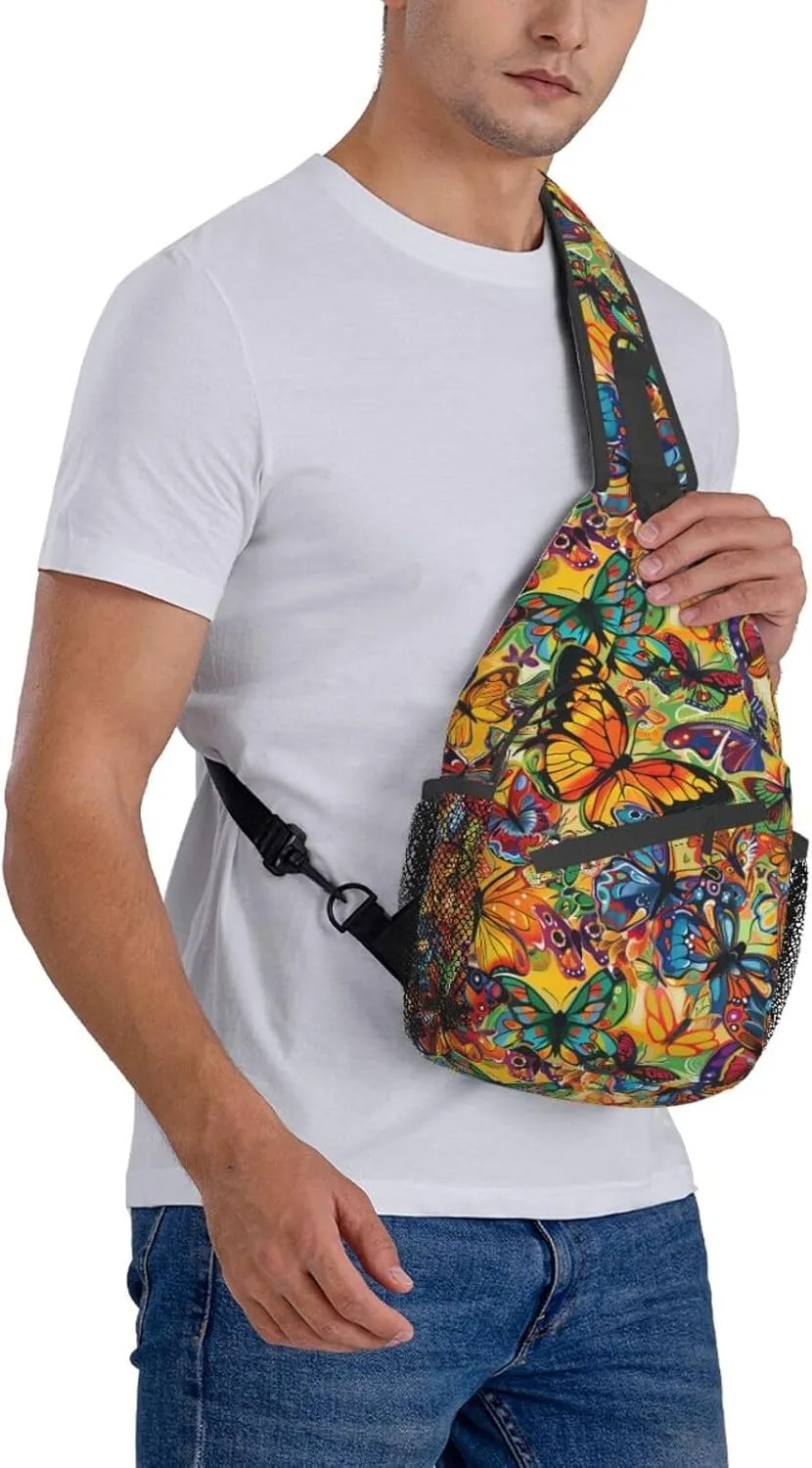 Butterfly Sling Backpack Chest Bag Crossbody Shoulder Bag Gym Cycling Travel Hiking Daypack For Men Women