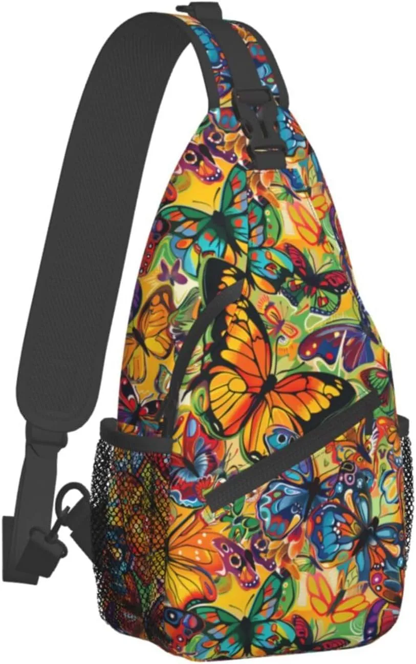 Butterfly Sling Backpack Chest Bag Crossbody Shoulder Bag Gym Cycling Travel Hiking Daypack For Men Women