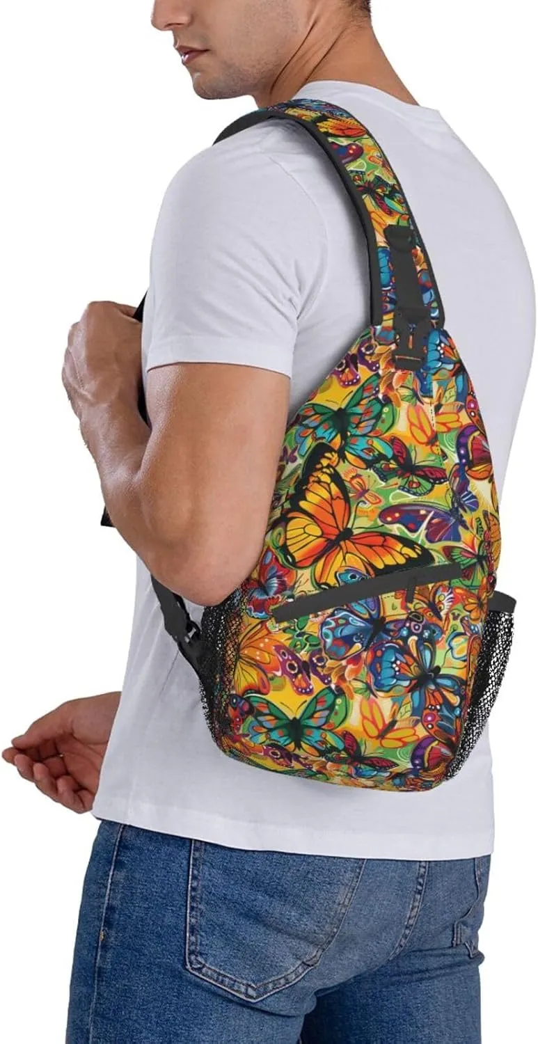Butterfly Sling Backpack Chest Bag Crossbody Shoulder Bag Gym Cycling Travel Hiking Daypack For Men Women
