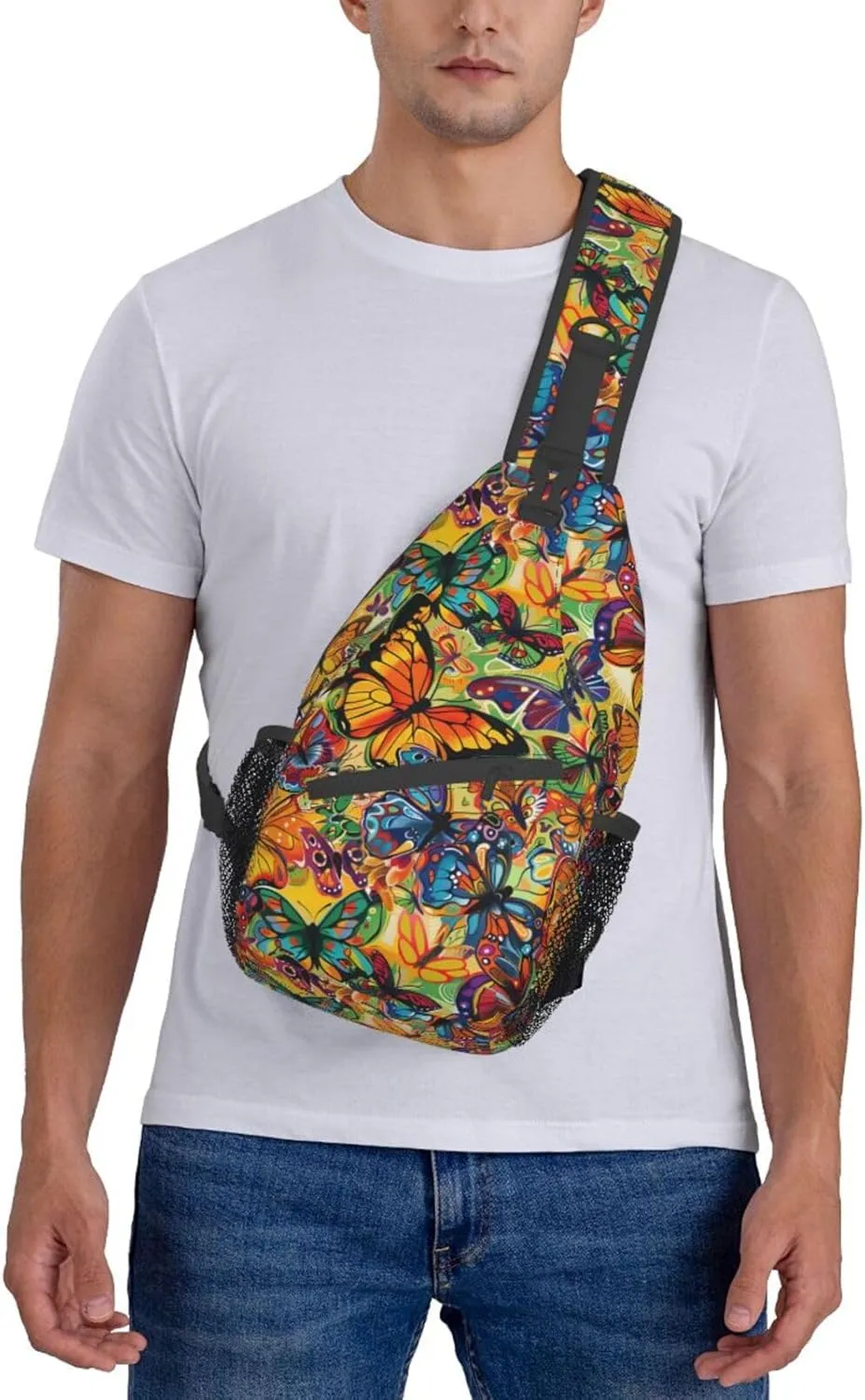 Butterfly Sling Backpack Chest Bag Crossbody Shoulder Bag Gym Cycling Travel Hiking Daypack For Men Women