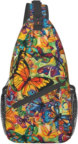 Butterfly Sling Backpack Chest Bag Crossbody Shoulder Bag Gym Cycling Travel Hiking Daypack For Men Women