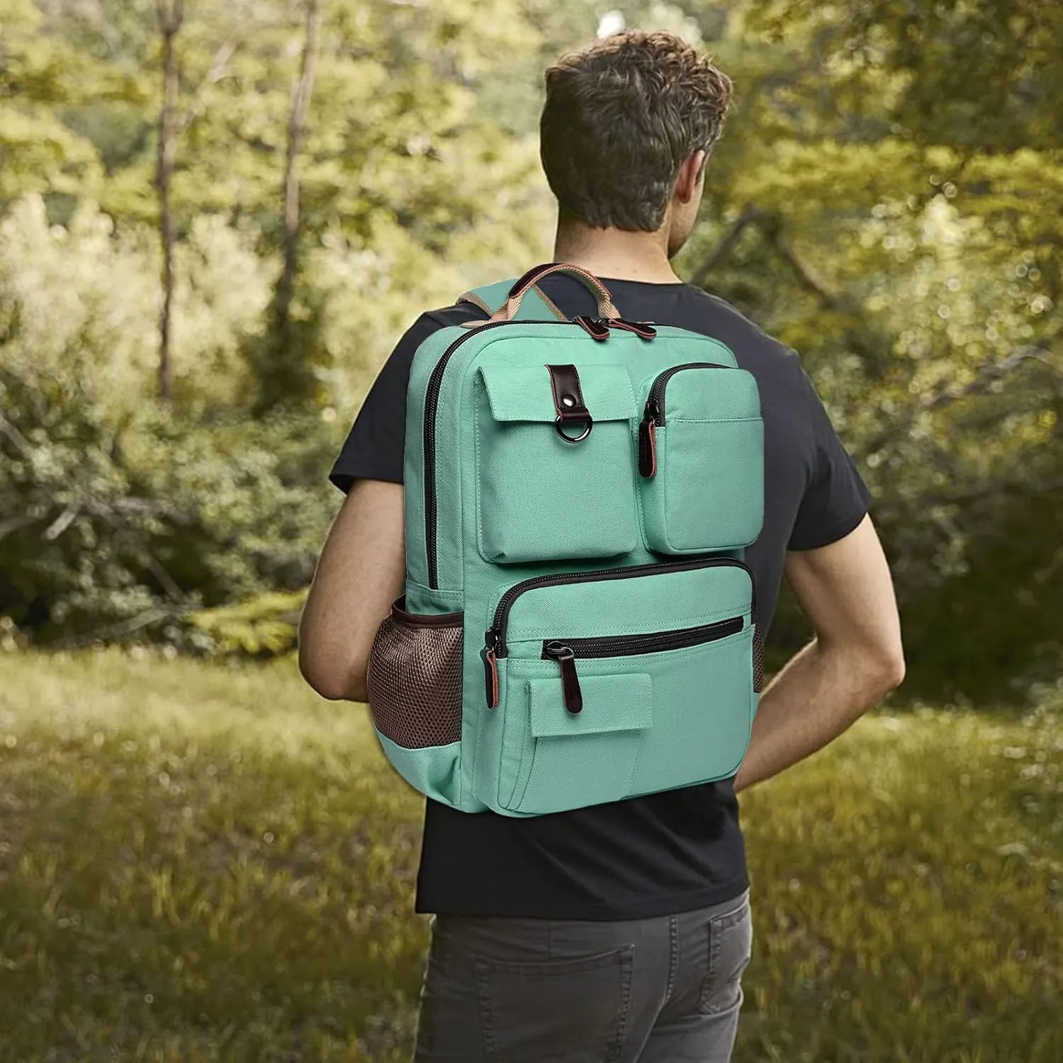 CAMTOP School Backpack Vintage Canvas Laptop Backpacks Men Women Rucksack Bookbags