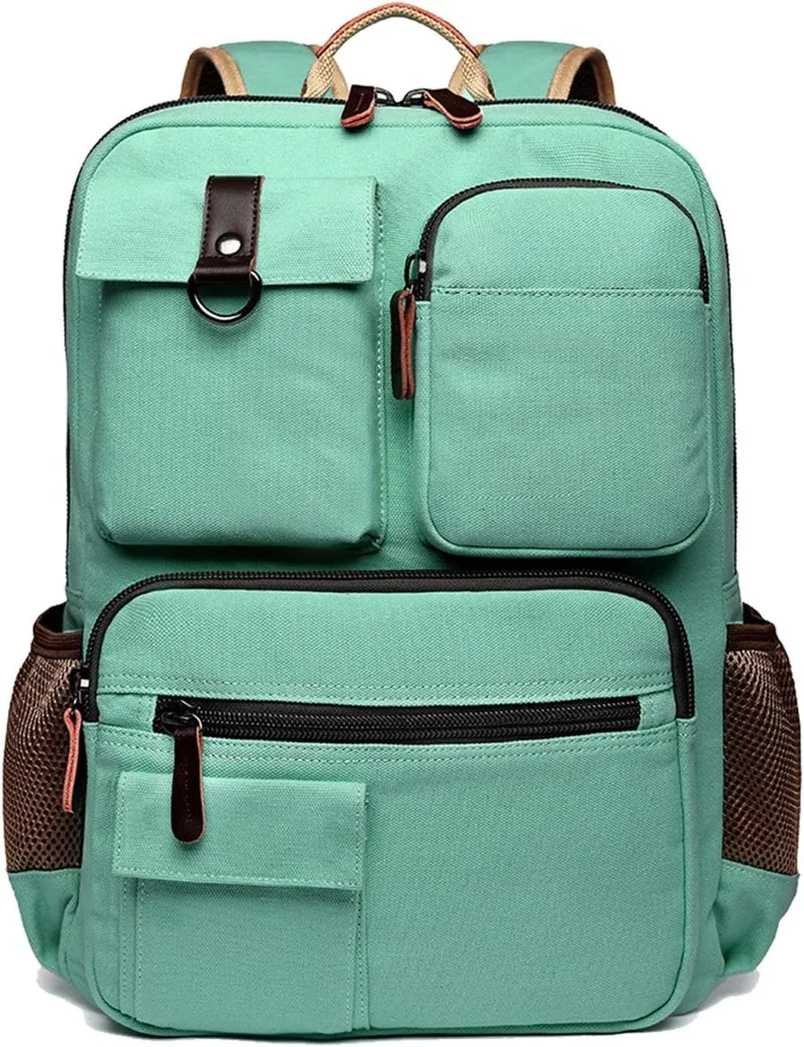 CAMTOP School Backpack Vintage Canvas Laptop Backpacks Men Women Rucksack Bookbags