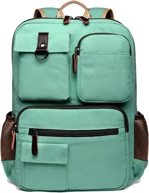 CAMTOP School Backpack Vintage Canvas Laptop Backpacks Men Women Rucksack Bookbags
