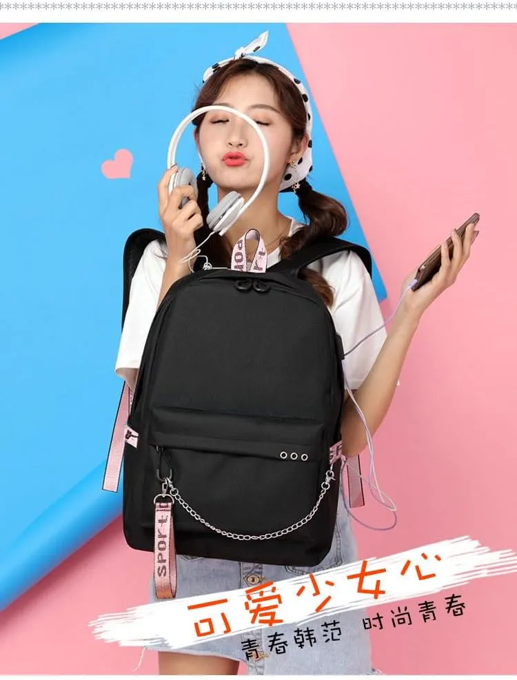 Canvas Backpack Daypack Schoolbag Laptop School Bag with USB port and Headphone Jack 10