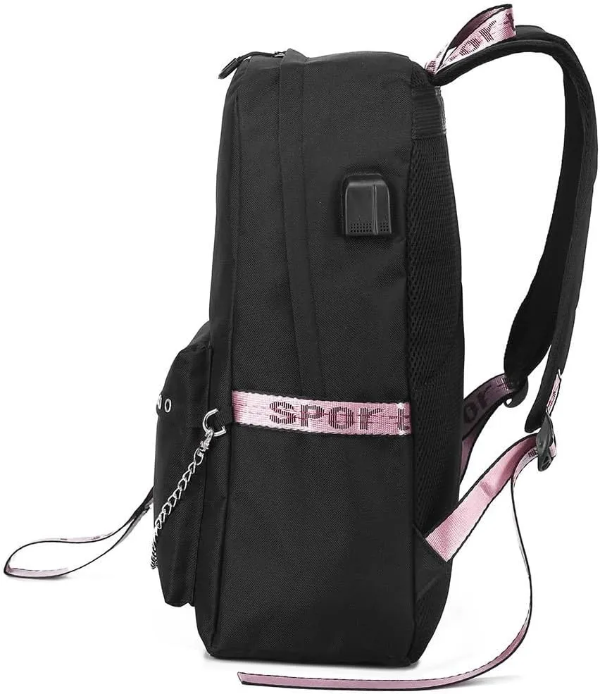 Canvas Backpack Daypack Schoolbag Laptop School Bag with USB port and Headphone Jack 10