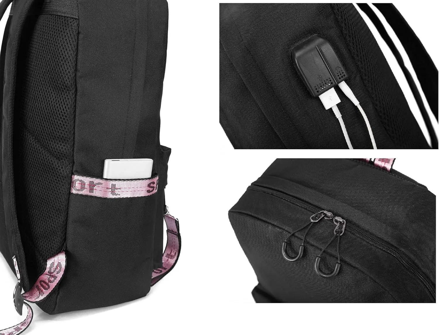 Canvas Backpack Daypack Schoolbag Laptop School Bag with USB port and Headphone Jack 10