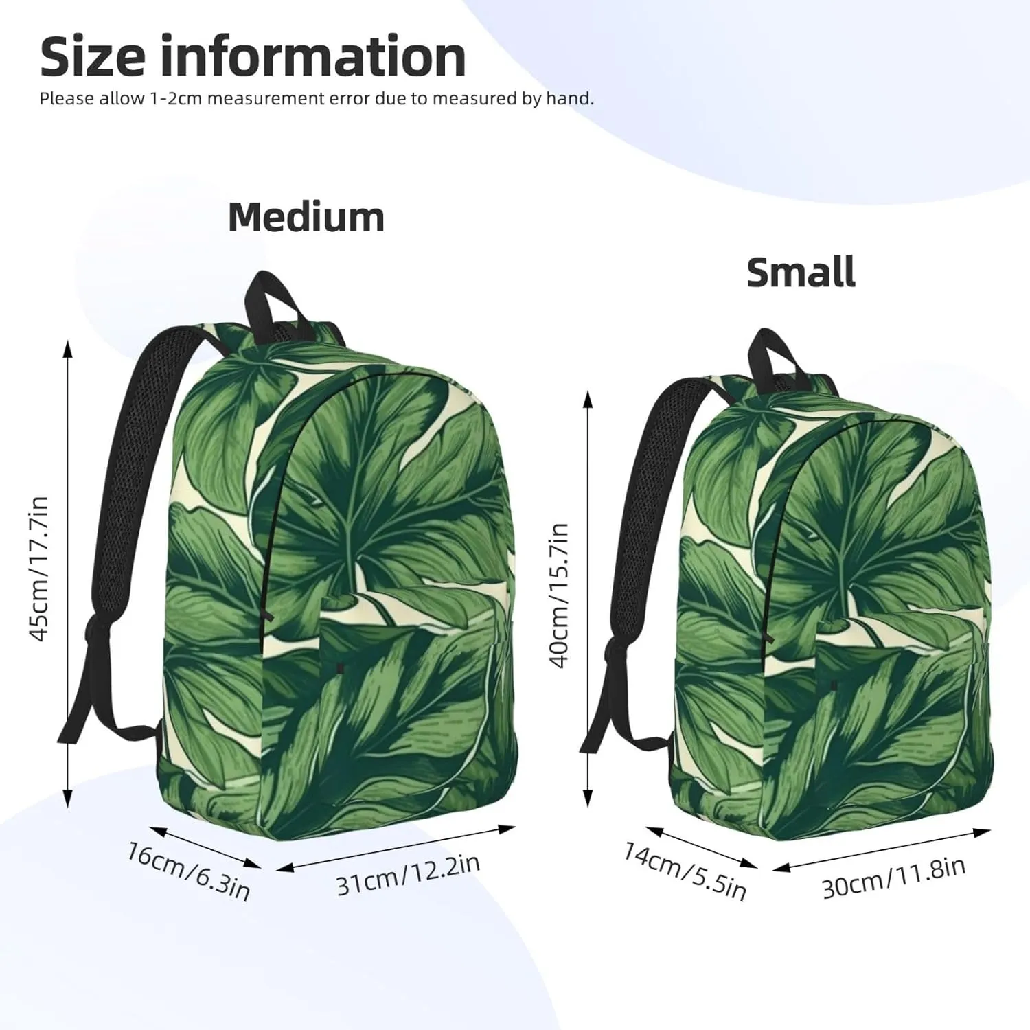 Canvas Backpack Green Foliage Botanical Travel Laptop Backpack Casual Daypack Carry On Rucksack for Men Women Small