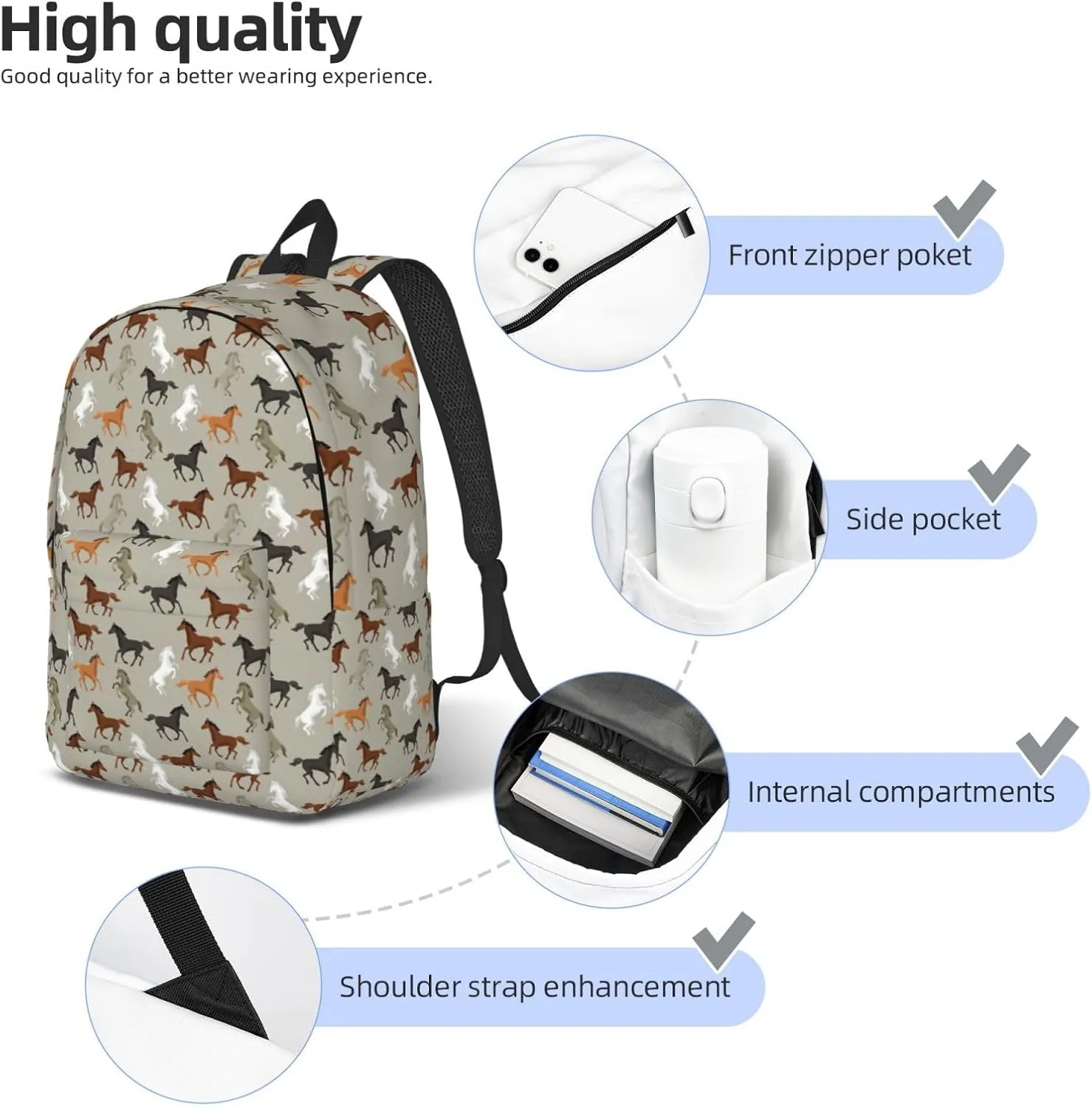 Canvas Casual Backpack Laptop Bag Suitable for Travel Office Outdoor Sports Men and Women Chicken