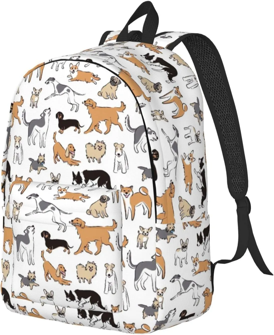 Canvas Casual Backpack Laptop Bag Suitable for Travel Office Outdoor Sports Men and Women Cute Dog