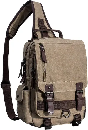 Canvas Cross Body Messenger Bag Shoulder Sling Backpack Travel Rucksack