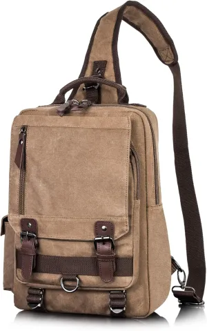 Canvas Messenger Bag Crossbody Shoulder Backpack Sling Bag Rucksack Daypack Casual Travel